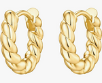 Stella - TC36Y 14K Gold Plated 925 Sterling Silver Twisted Huggie Earring