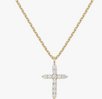 14K gold and silver plated round Cut D VVS1 Moissanite 925 Silver Christian Religious Cross Pendant Necklace Woman Girl Gift