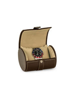 Bey-Berk International BB598BRW Leather Single Watch Travel Case with Snap Closure - Brown