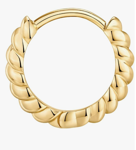Stella - TC36Y 14K Gold Plated 925 Sterling Silver Twisted Huggie Earring