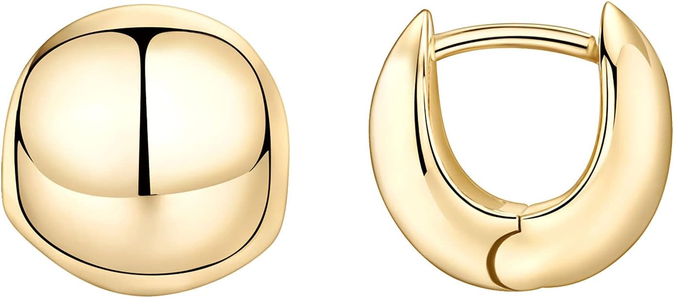 PAVOI 14K Gold Plated 925 Sterling Silver Post Ultra Thick Huggie Earring | Women&