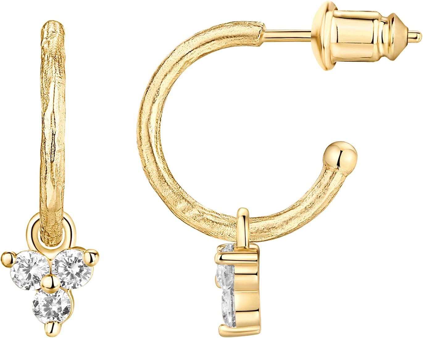 PAVOI 14K Gold Plated 925 Sterling Silver Post Huggie With Dangle | Butterfly, Evil Eye, Hamsa, Pearl Hoop Earring For Women | Trendy Dangle Hoop Earrings