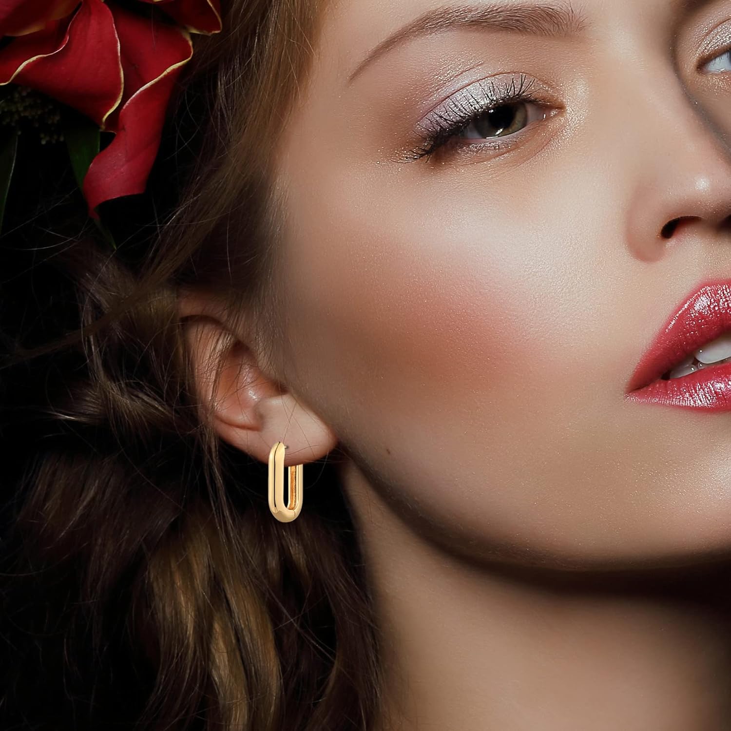 9 Pairs 14K Gold Plated Hoop Earrings Set for Women, Lightweight Chunky Twisted Open Huggie Hoops Earring Hypoallergenic.