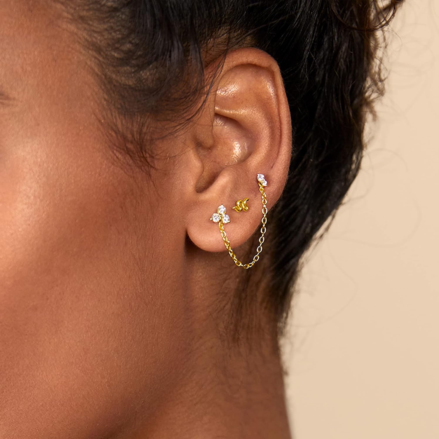 PAVOI 14K Gold Earrings Connector Chain for Women| Convertible Dangle Chain for Double Piercings