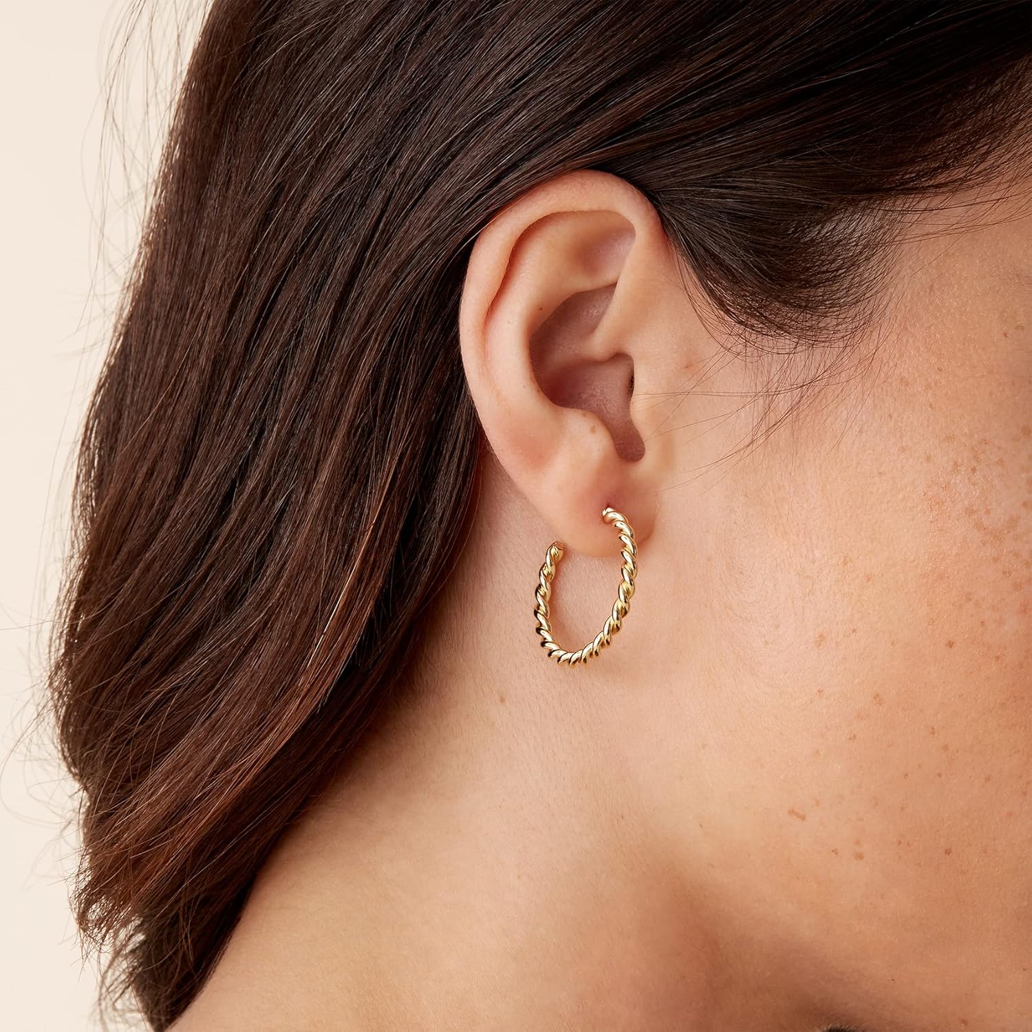 PAVOI 14K Gold Plated 2.5mm Twisted Rope Hoop Earrings for Women | Round Hoops Earrings