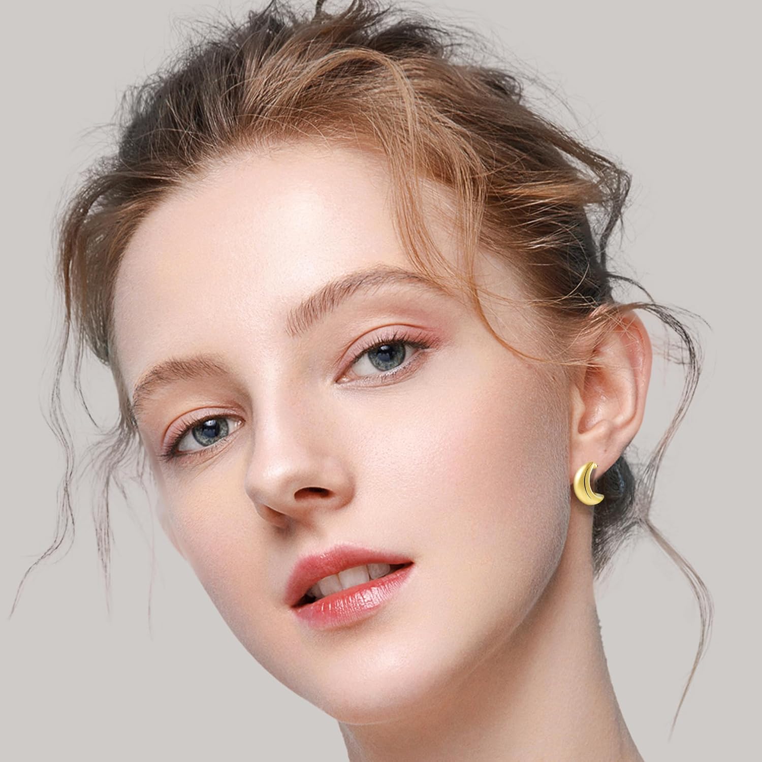 ALLHOLA 6 Pairs Gold Hoop Earrings for Women, 14K Gold Plated Lightweight Chunky Hoop Earrings Set Hypoallergenic, Thick Open Huggie Hoops Earrings Jewelry for Gifts.