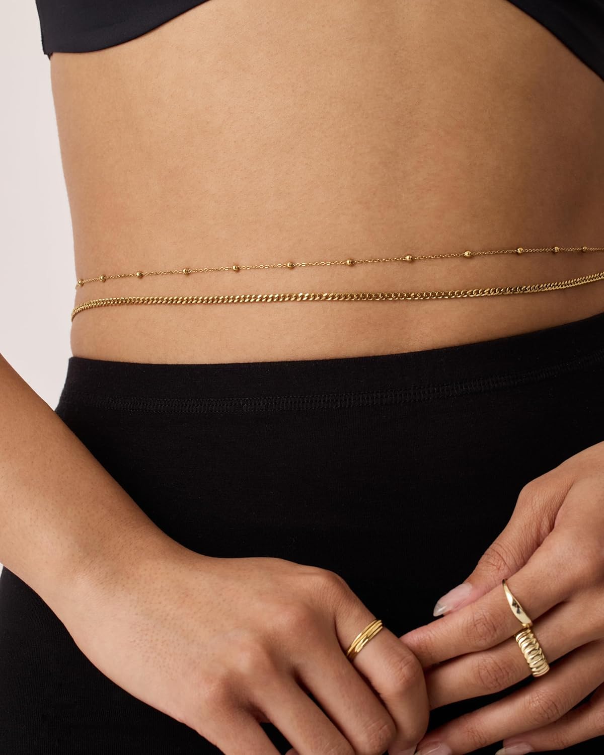 PAVOI 14K Gold Plated Body Chains Jewelry for Women | Summer Festival Layered Body Jewelry | Chest &amp; Waist Chain