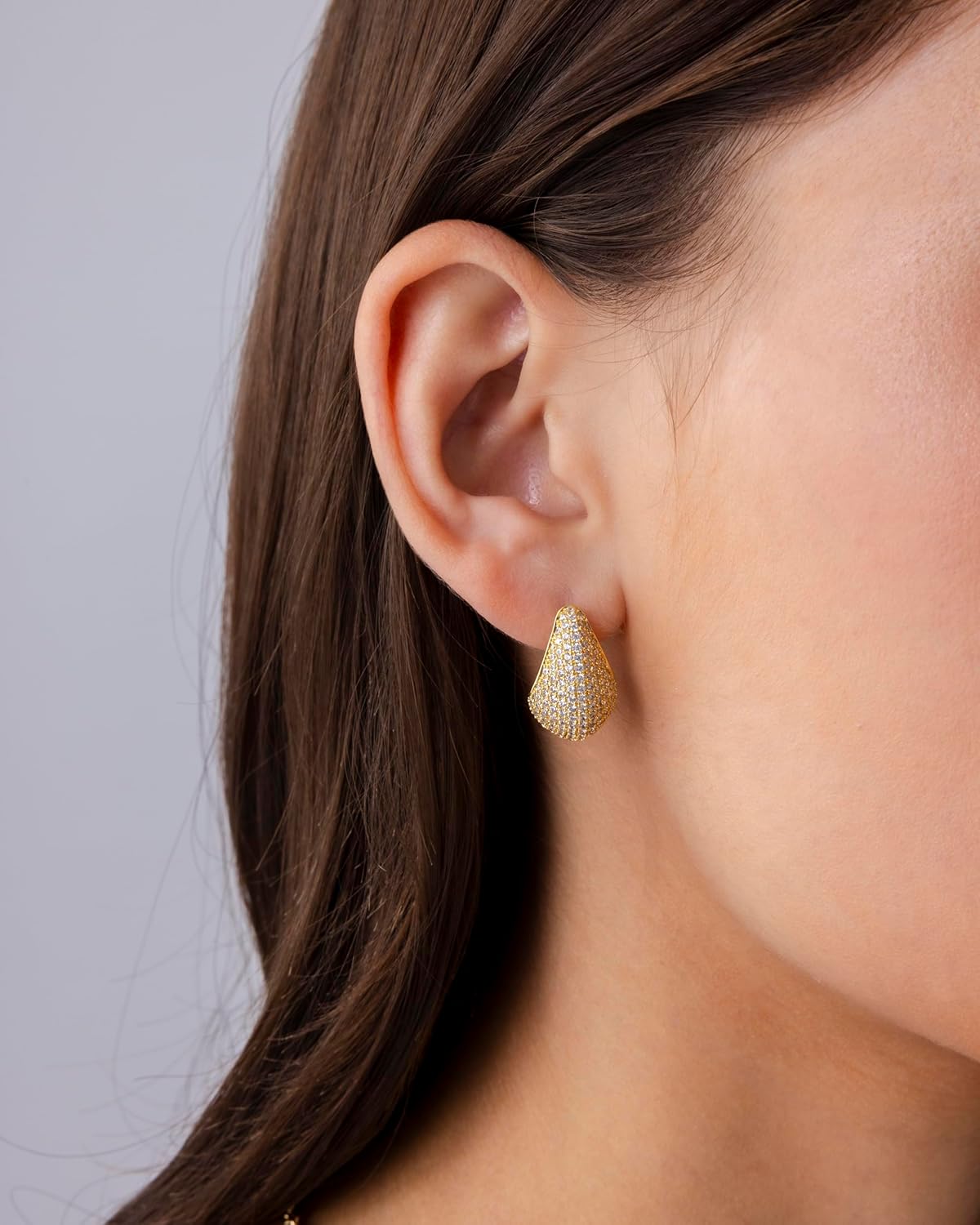 PAVOI 14K Gold-Plated Sterling Silver Posts Chunky Studded Teardrop Pavé Drop Dangle Earrings for Women | Cubic Zirconia Statement Earring Pair