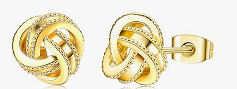 Gold plated push back waven ball stud AS-ER4490-3