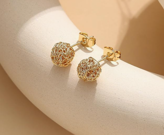 14K Gold and silver plated knot ball stud earring AS-ER4491