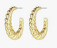Hinged Hoop - 14K gold/silver plated twisted light weight hoop earring