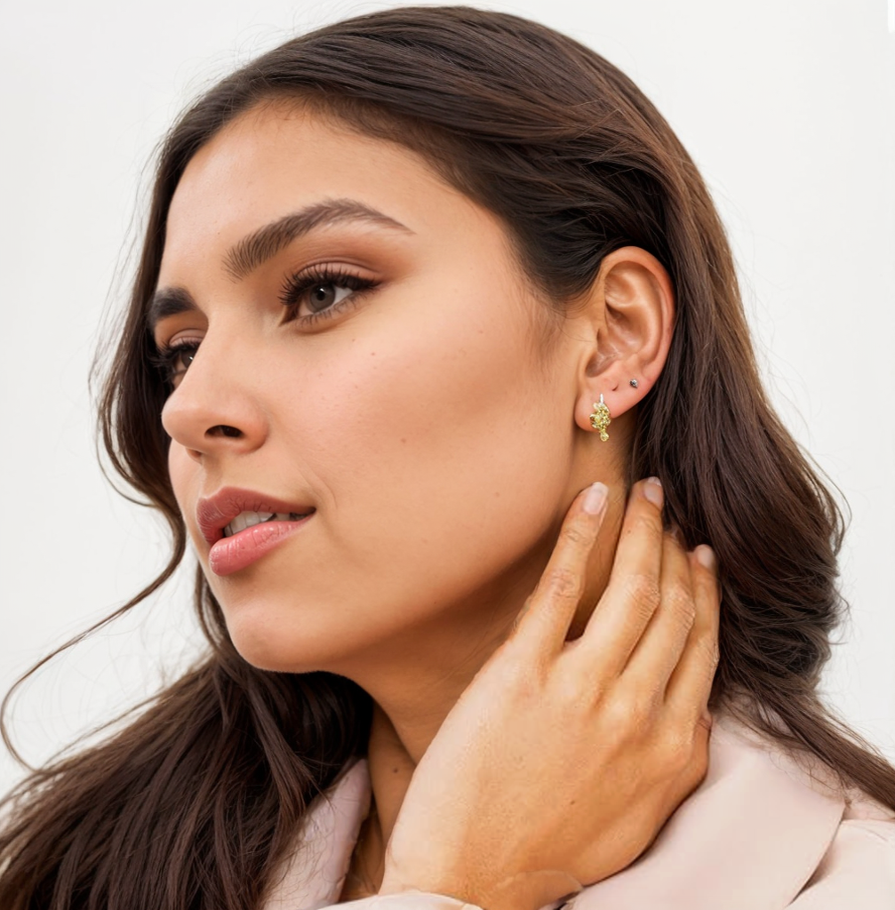 Stella - TC36Y 14K Gold Plated 925 Sterling Silver Twisted Huggie Earring
