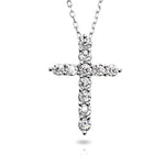 Total 1.1Ct 3Mmx11 round Cut D VVS1 Moissanite 925 Silver Christian Religious Cross Pendant Necklace Woman Girl Gift