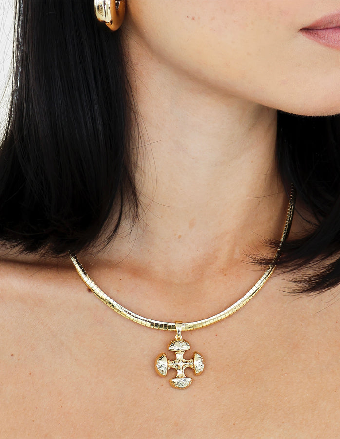 ANGELA – Hammered Cross Necklace